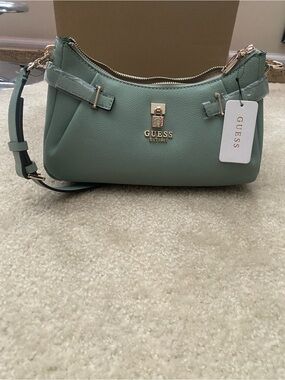 GUESS Sage Green Leather Shoulder Bag